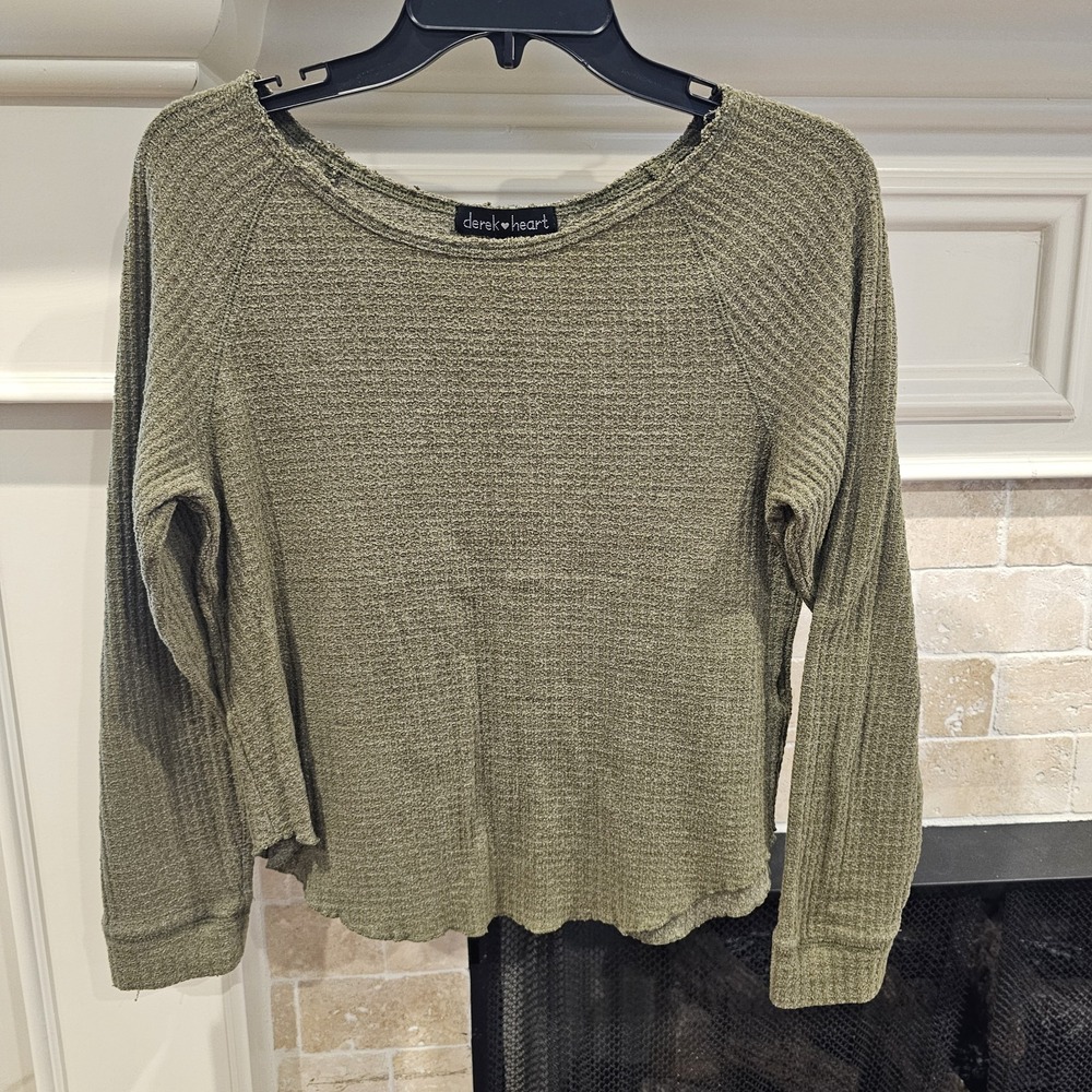 Derek Hart Large Green Women's Waffle Knit Top